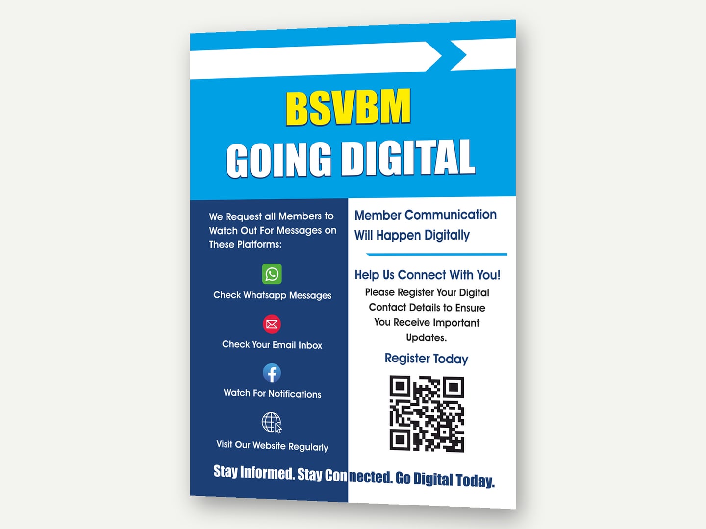BSVBM — Going Digital member poster — Poster designed and printed by Daffodil Design & Prints, Bengaluru