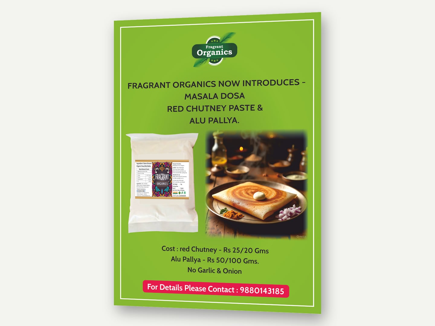 Fragrant Organics — Product launch poster — Poster designed and printed by Daffodil Design & Prints, Bengaluru