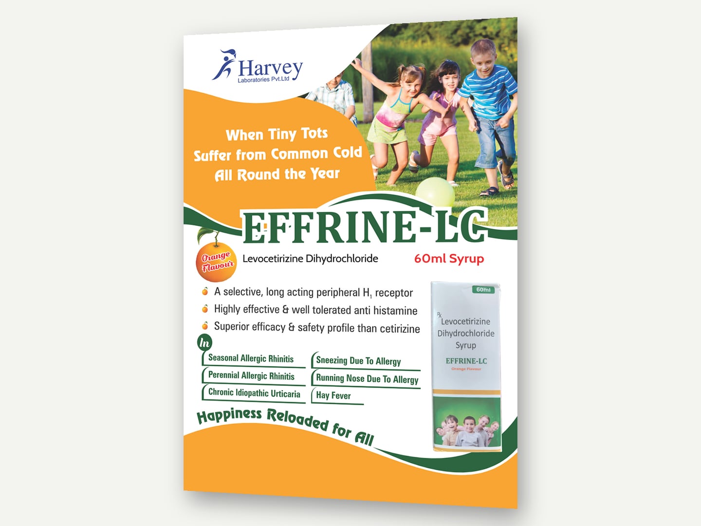 Harvey Laboratories — EFFRINE-LC (Levocetirizine Dihydrochloride) 60ml Syrup — Brochure designed and printed by Daffodil Design & Prints, Bengaluru