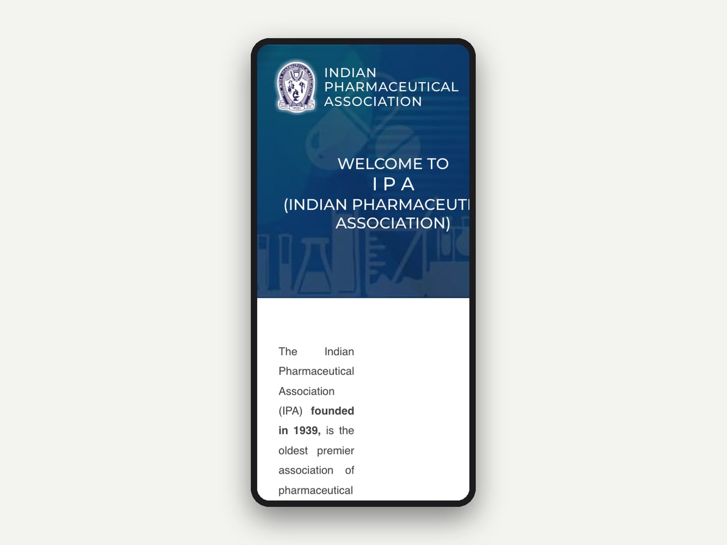 Indian Pharmaceutical Association (members portal) — Website — mobile