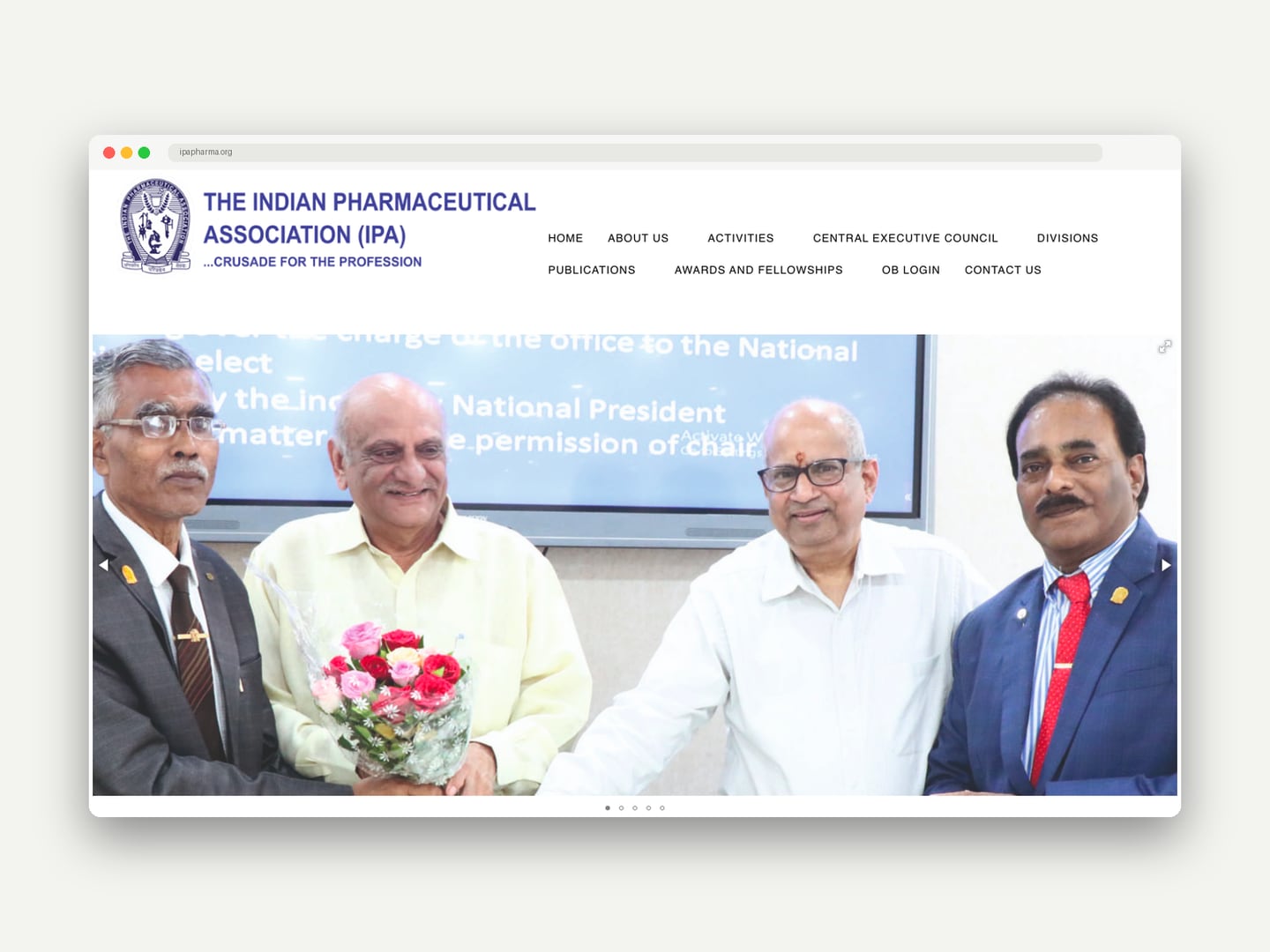 Indian Pharmaceutical Association — Website — Website designed and printed by Daffodil Design & Prints, Bengaluru