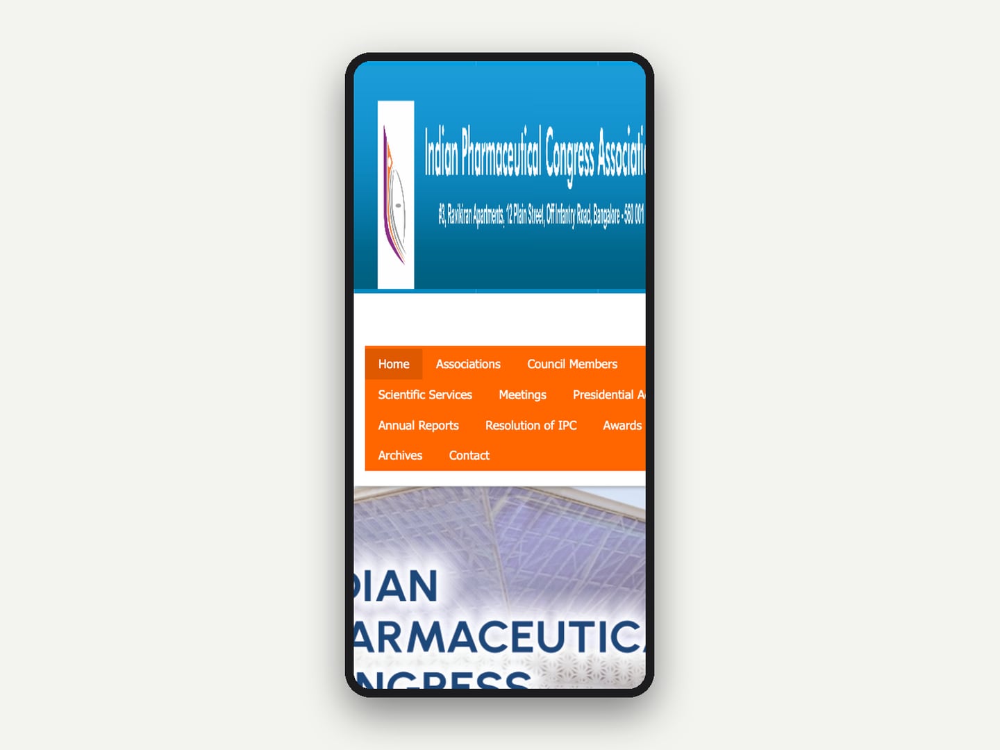 Indian Pharmaceutical Congress Association — Website — mobile