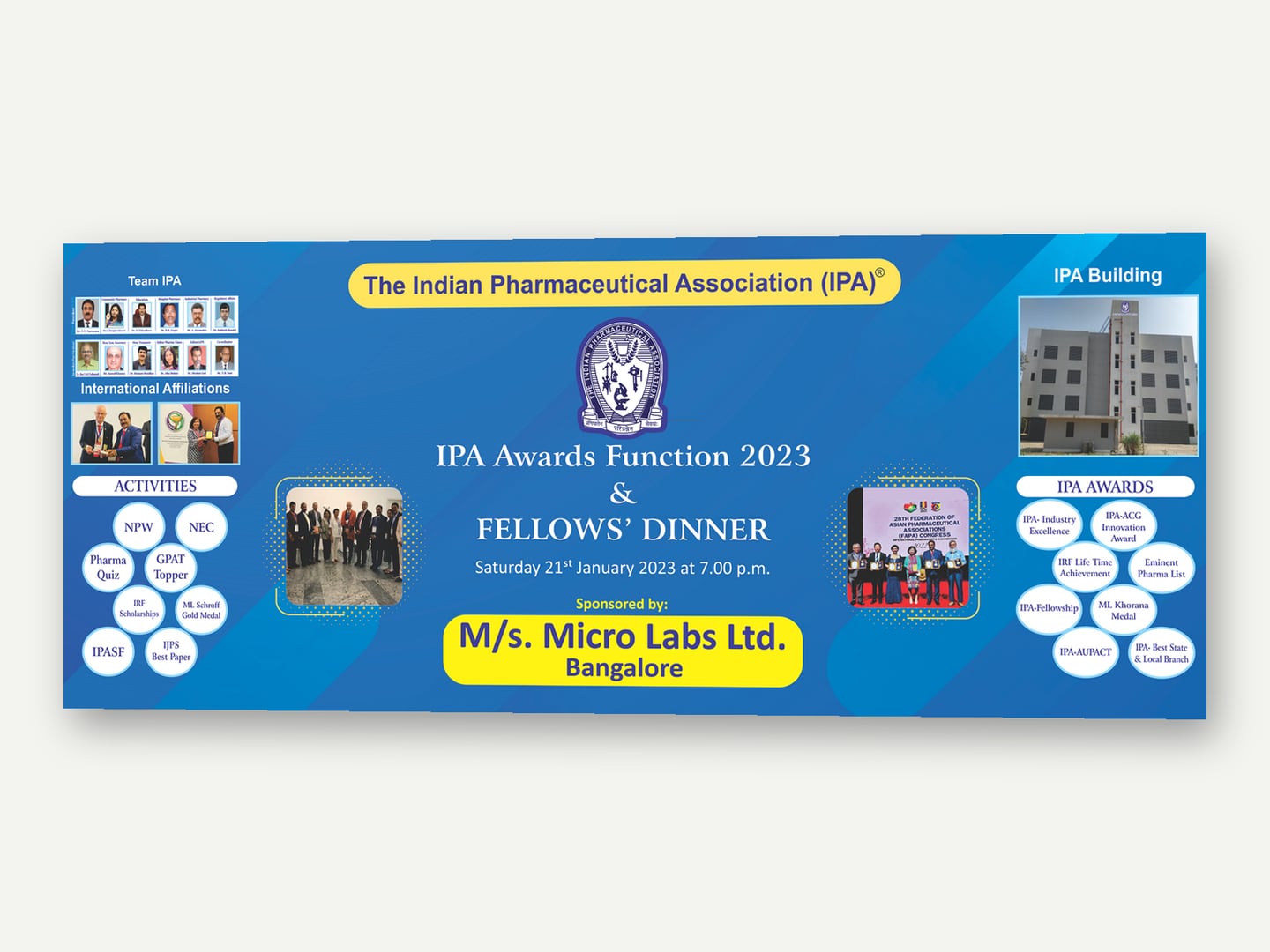 Indian Pharmaceutical Association — Awards function backdrop — Banner designed and printed by Daffodil Design & Prints, Bengaluru