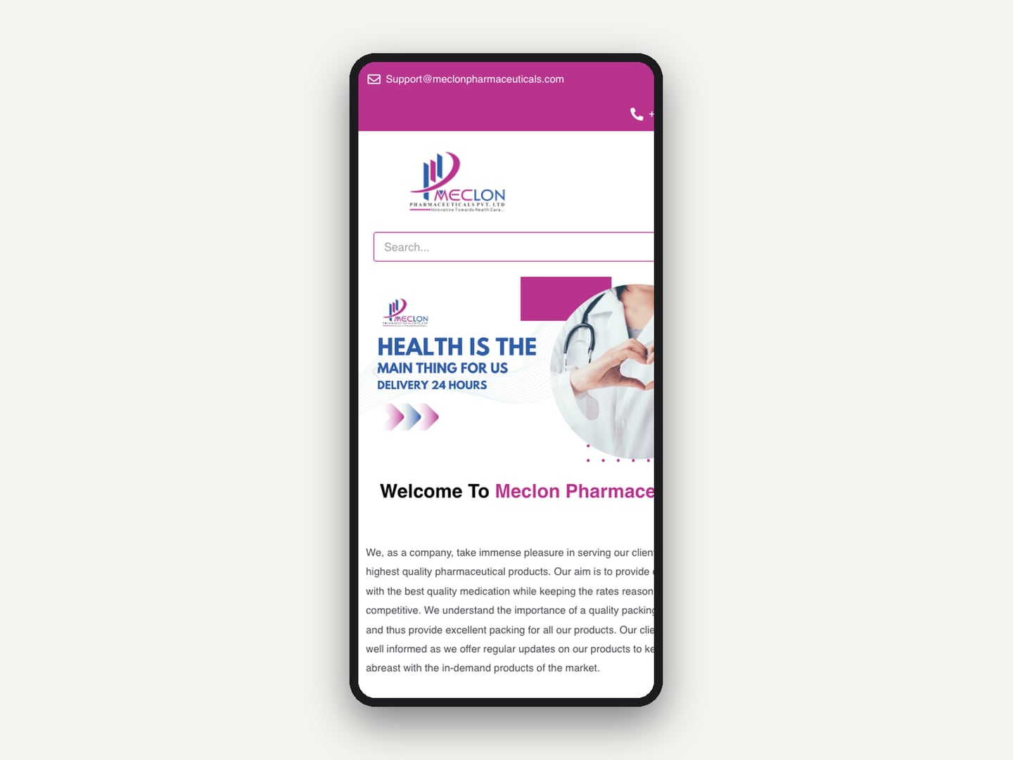 Meclon Pharmaceuticals — Website — mobile