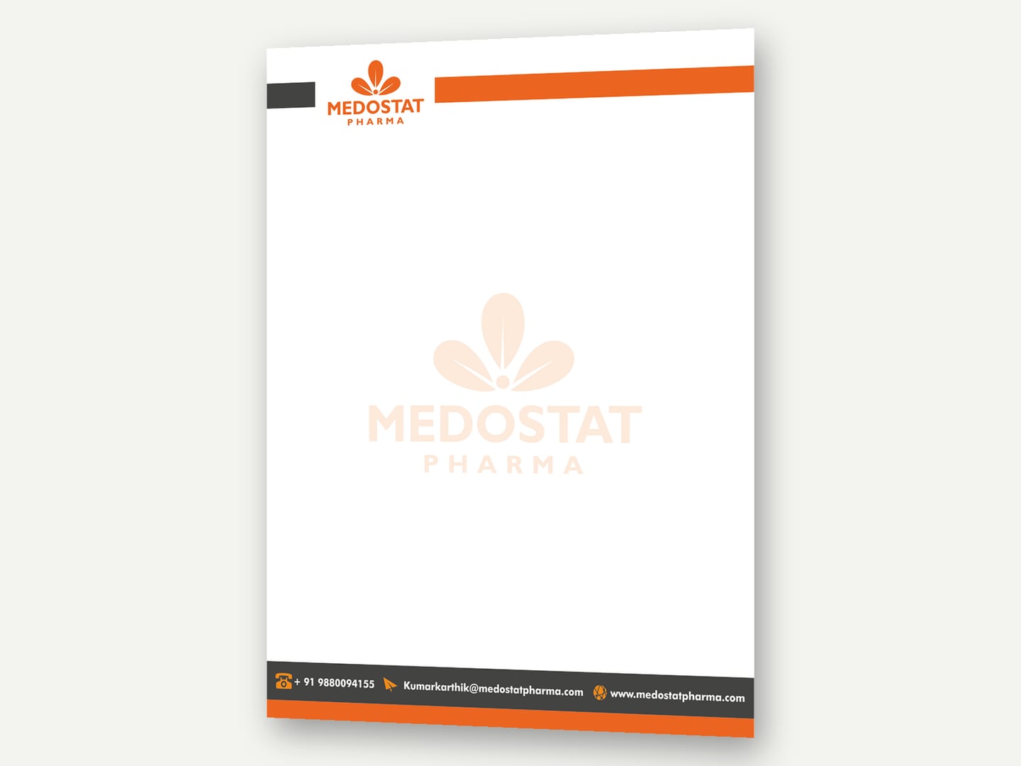 Medostat Pharma — Letterhead — Stationery designed and printed by Daffodil Design & Prints, Bengaluru