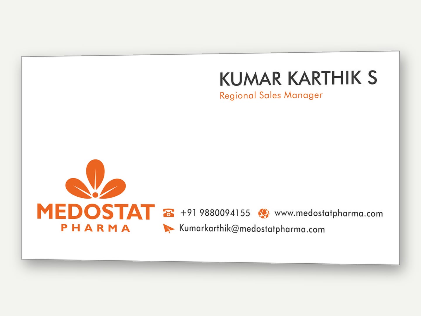 Medostat Pharma — Business card — Stationery designed and printed by Daffodil Design & Prints, Bengaluru