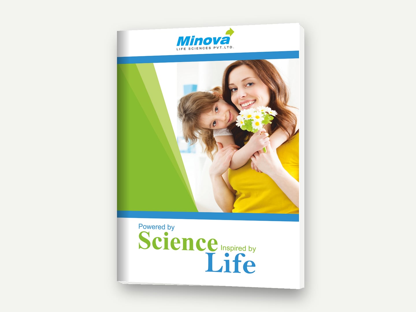Minova Life Sciences — 'Powered by Science, Inspired by Life' visual-aid cover — Visual aid designed and printed by Daffodil Design & Prints, Bengaluru