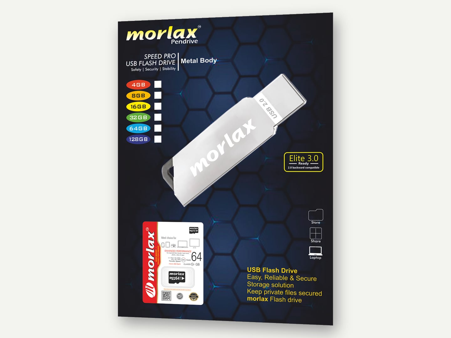Morlax — Pen drive product poster — Poster designed and printed by Daffodil Design & Prints, Bengaluru