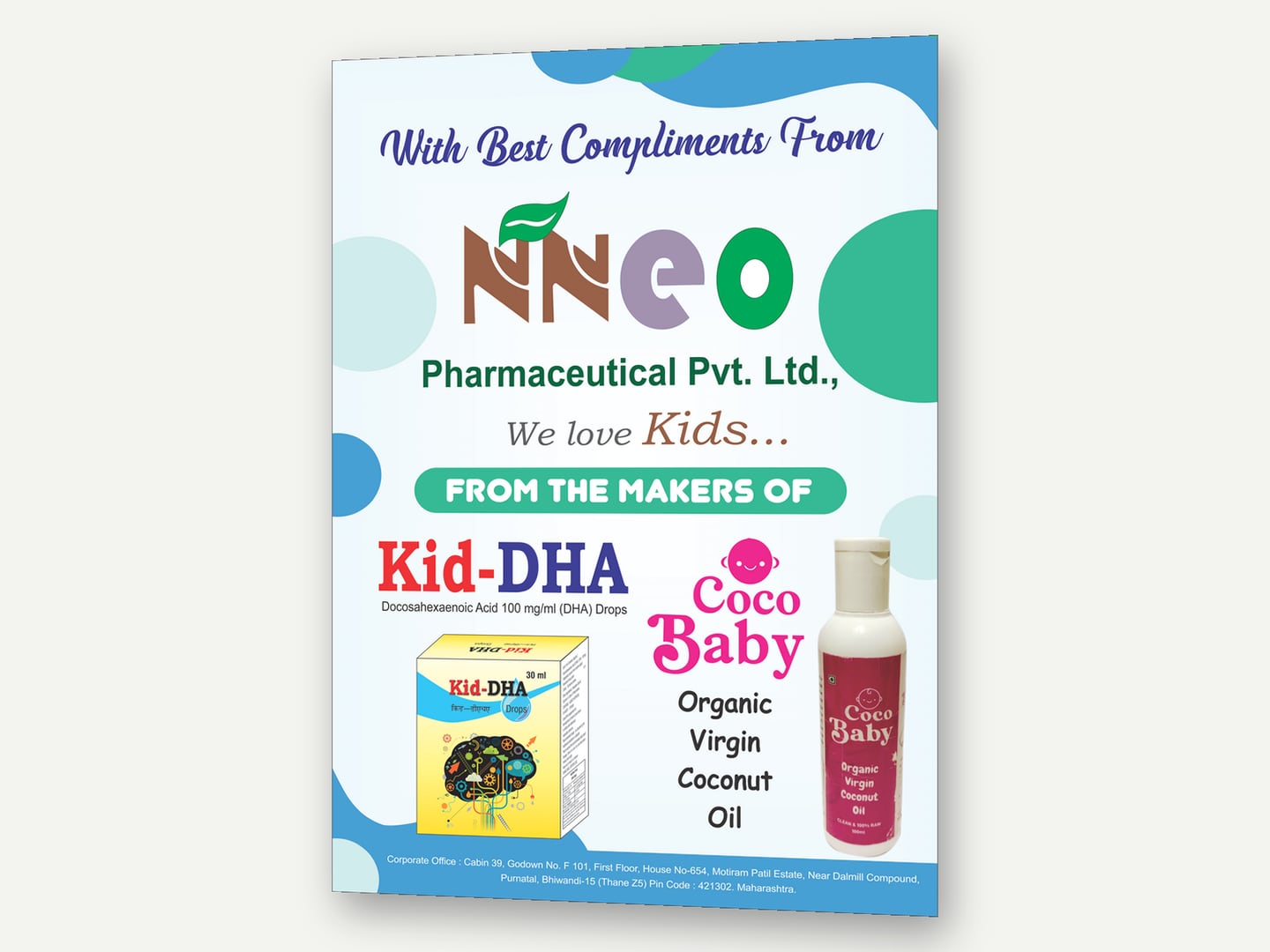 Neo Pharmaceutical — Paediatric range poster — Poster designed and printed by Daffodil Design & Prints, Bengaluru