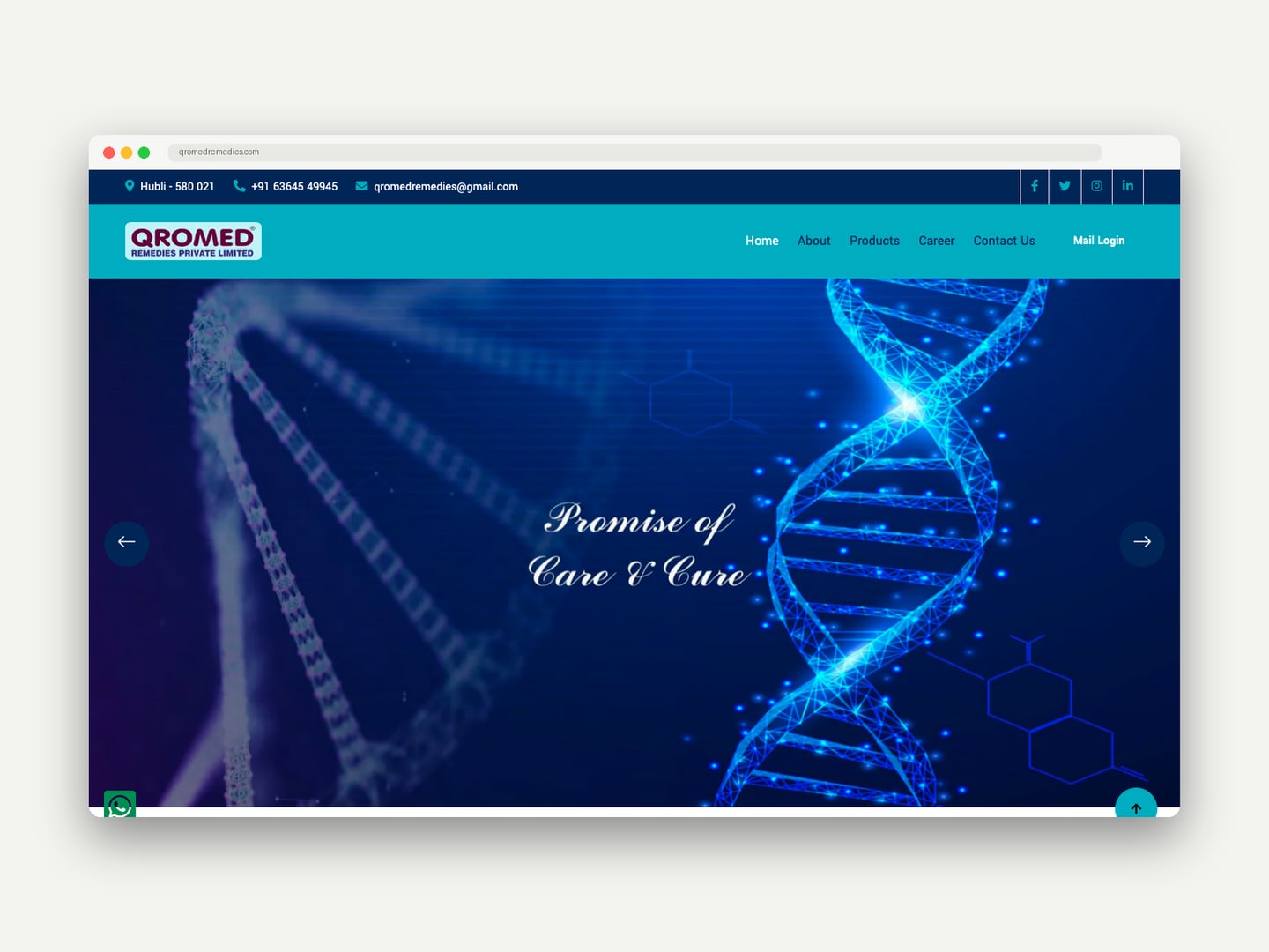 Qromed Remedies — Website — Website designed and printed by Daffodil Design & Prints, Bengaluru