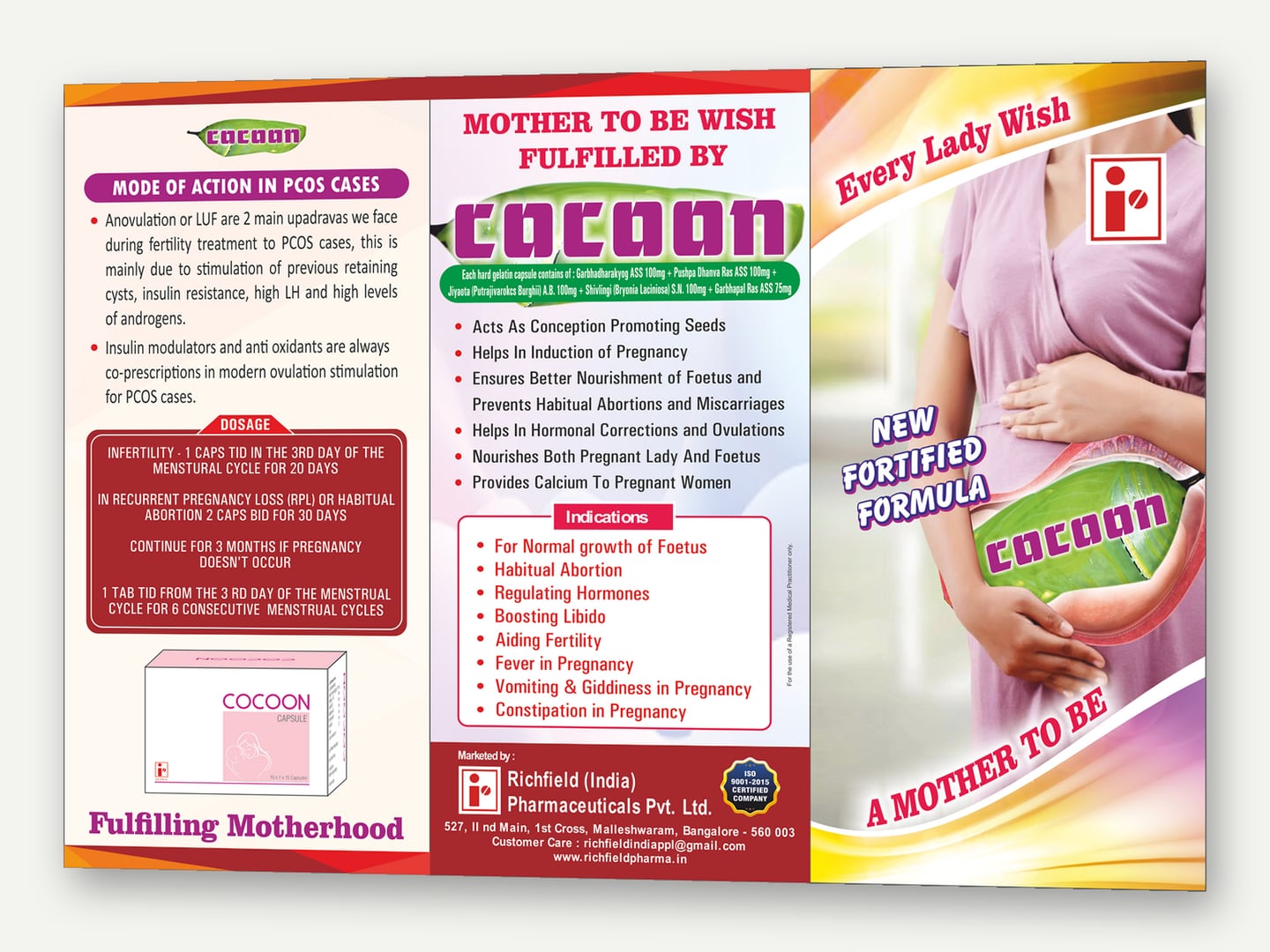 Richfield Pharmaceuticals — COCOON Capsule — 'Fulfilling Motherhood' / 'A Mother To Be' — Flat artwork
