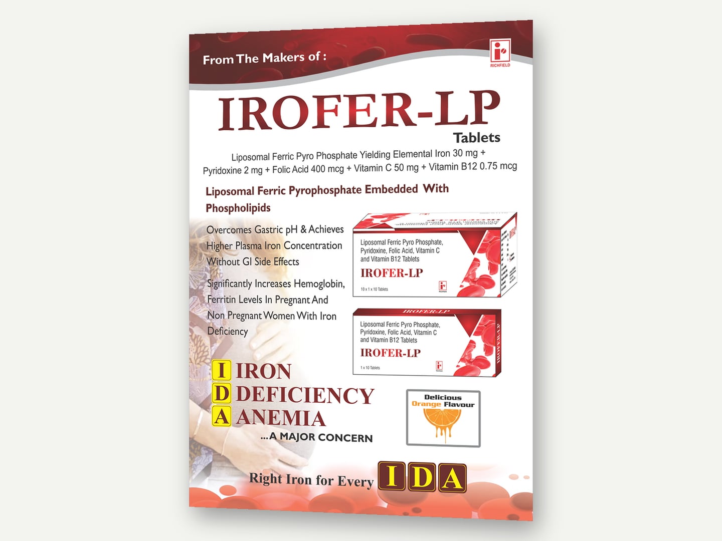 Richfield Pharmaceuticals — IROFER-LP product poster — Poster designed and printed by Daffodil Design & Prints, Bengaluru
