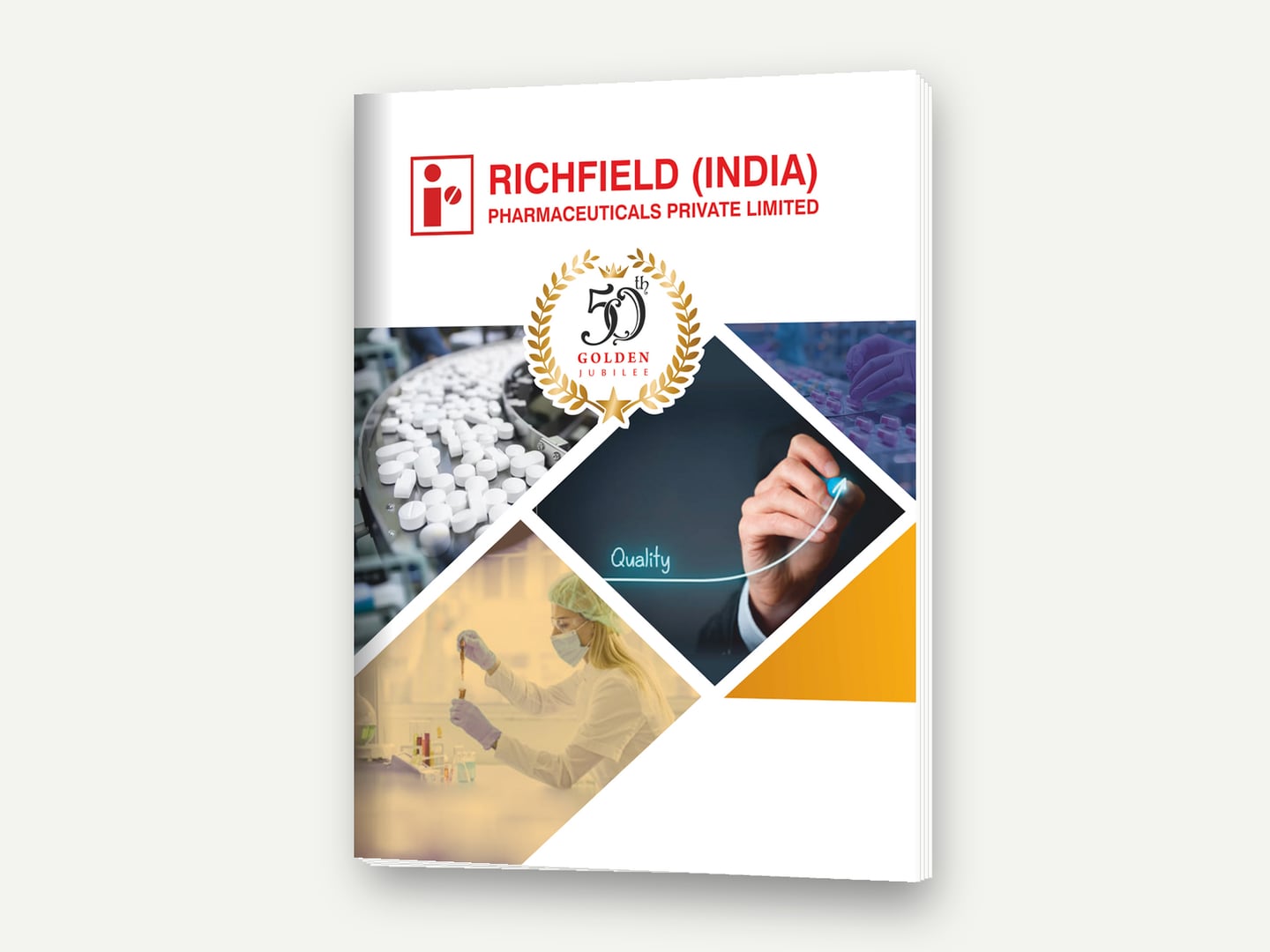 Richfield Pharmaceuticals — Thank You Doctor / 50th Golden Jubilee visual-aid cover — Visual aid designed and printed by Daffodil Design & Prints, Bengaluru
