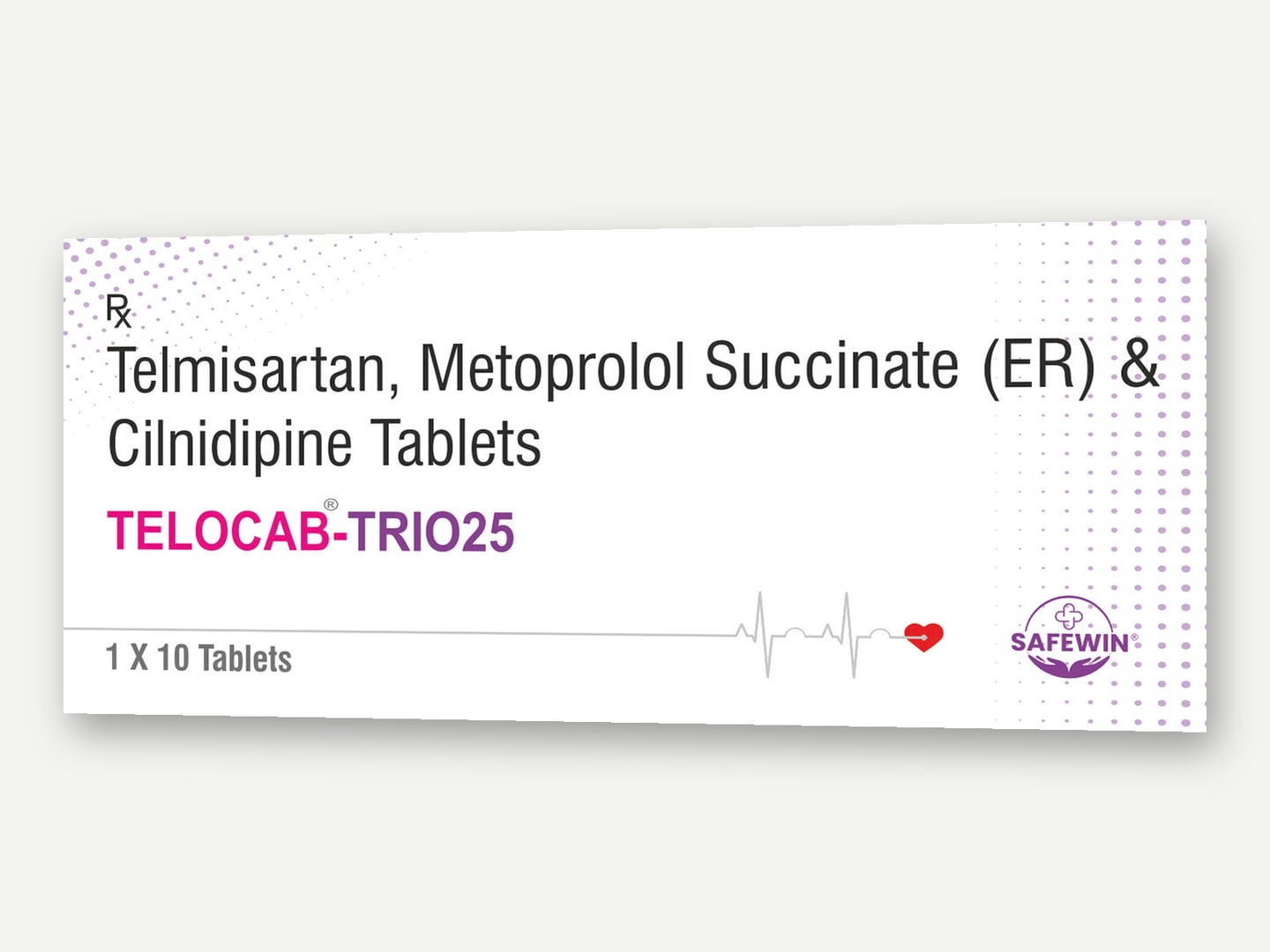 Safewin Healthcare — TELOCAB-TRIO25 (Telmisartan, Metoprolol Succinate ER & Cilnidipine Tablets) — Flat artwork