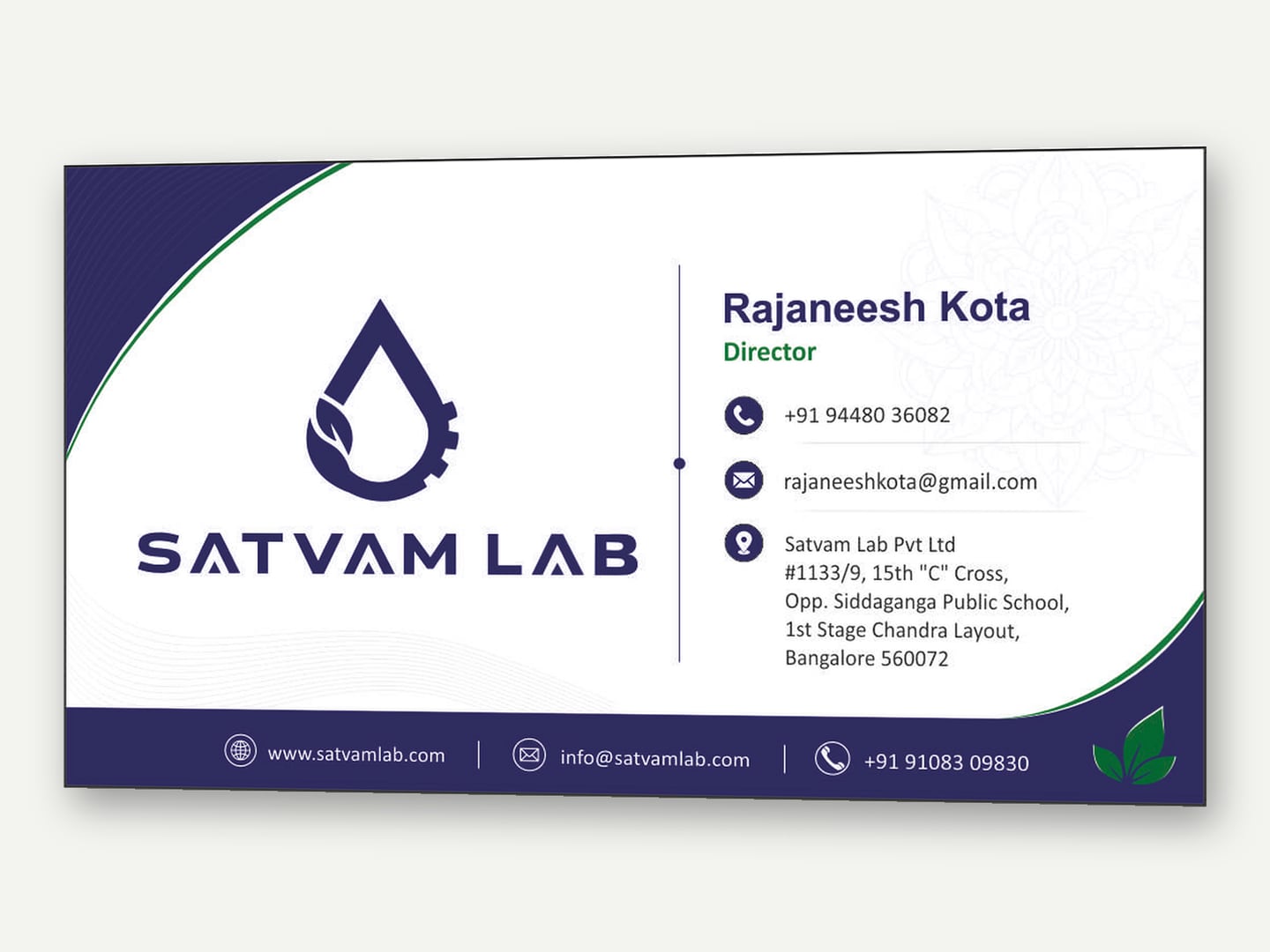 Satvam Lab — Business card — Stationery designed and printed by Daffodil Design & Prints, Bengaluru