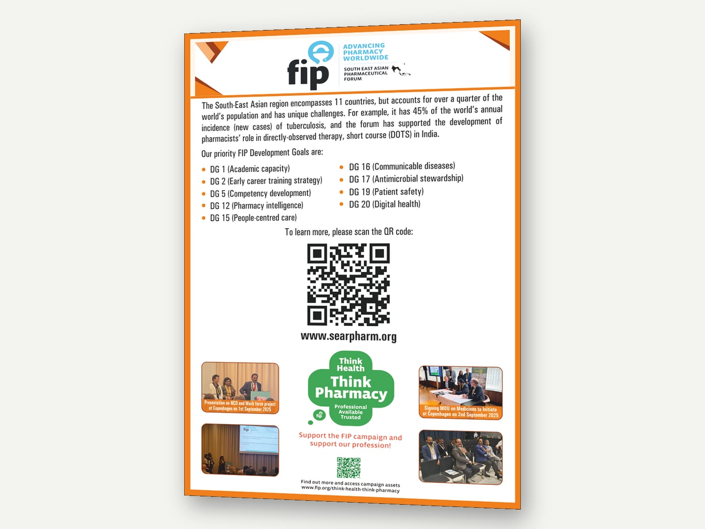 SEARPharm Forum — FIP development goals poster — Poster designed and printed by Daffodil Design & Prints, Bengaluru