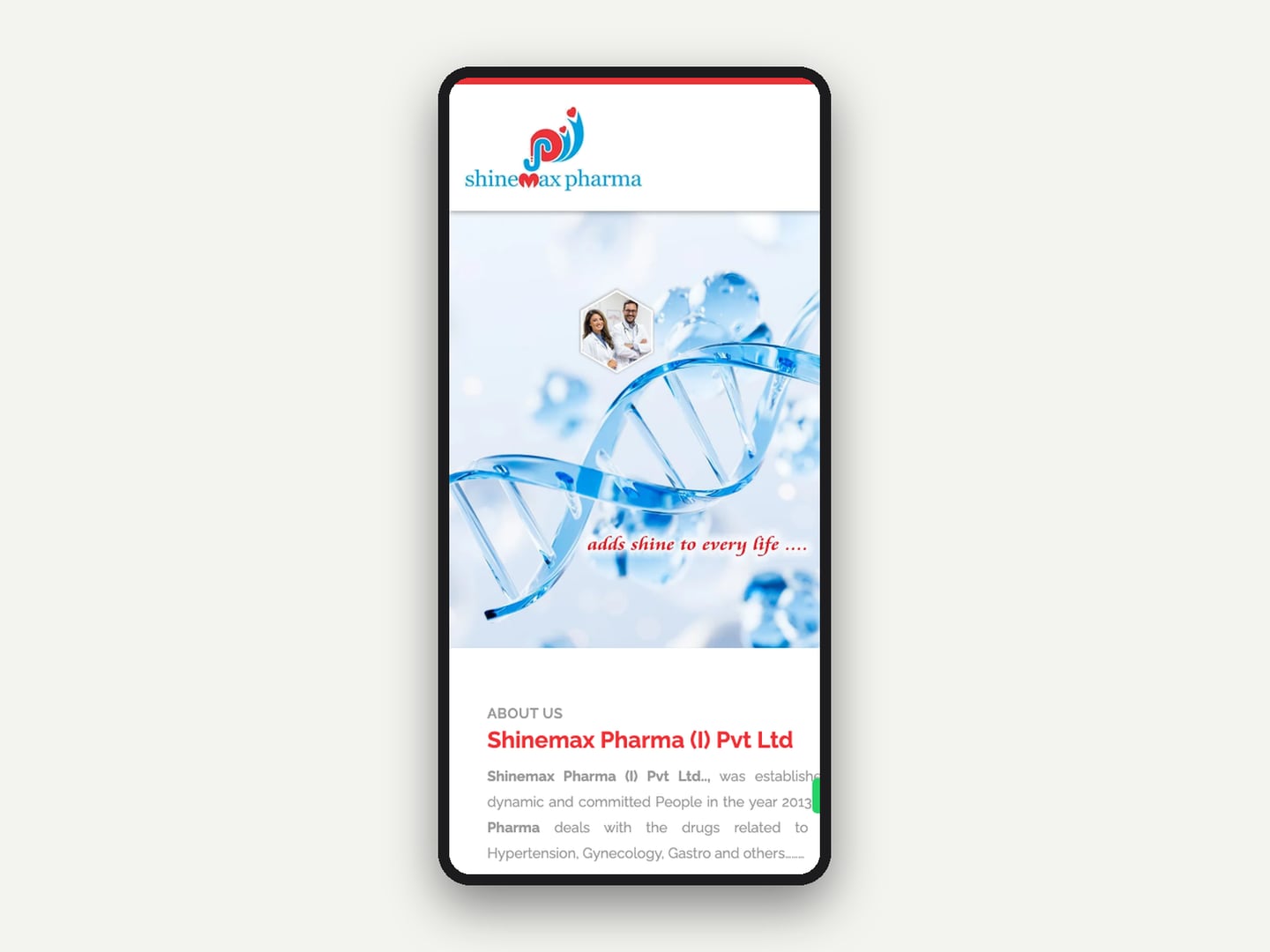 Shinemax Pharma — Website — mobile
