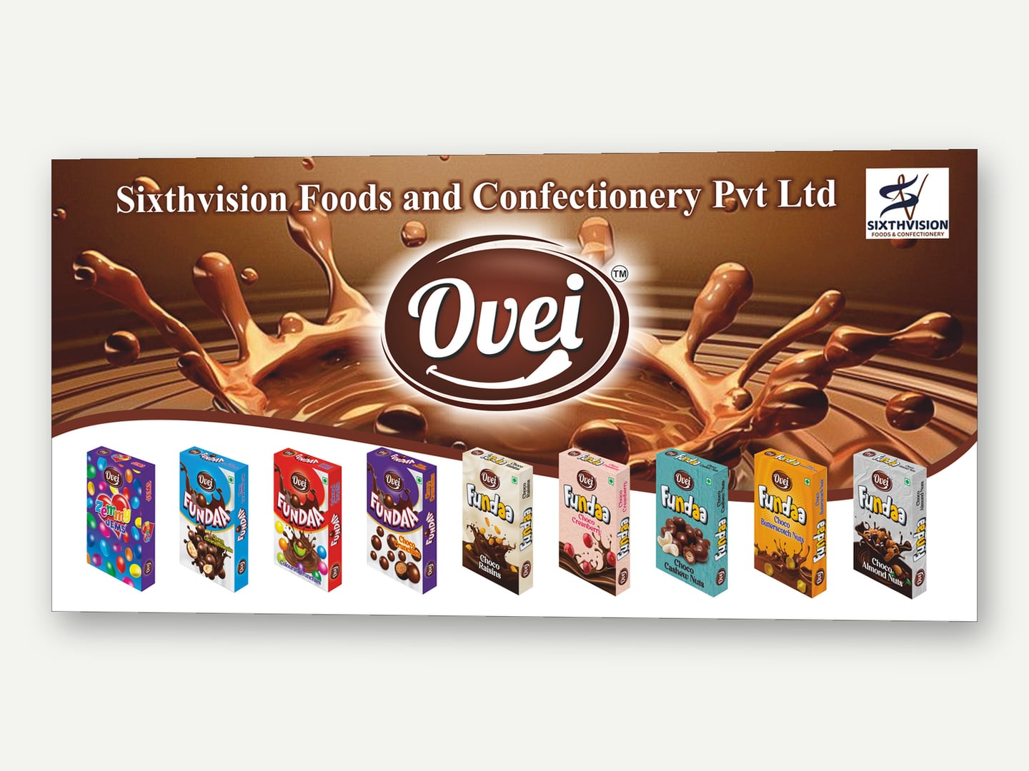 Sixthvision Foods — Ovei chocolate range banner — Banner designed and printed by Daffodil Design & Prints, Bengaluru