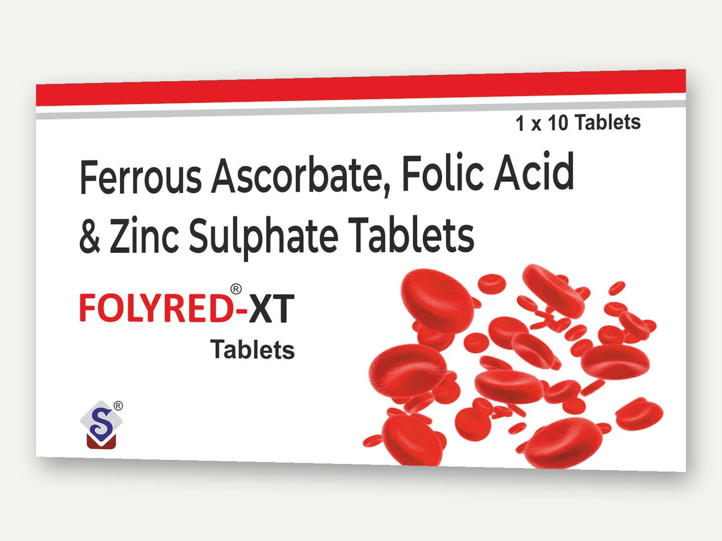 Syswin Pharmaceuticals — FOLYRED-XT (Ferrous Ascorbate, Folic Acid & Zinc Sulphate Tablets) — Flat artwork