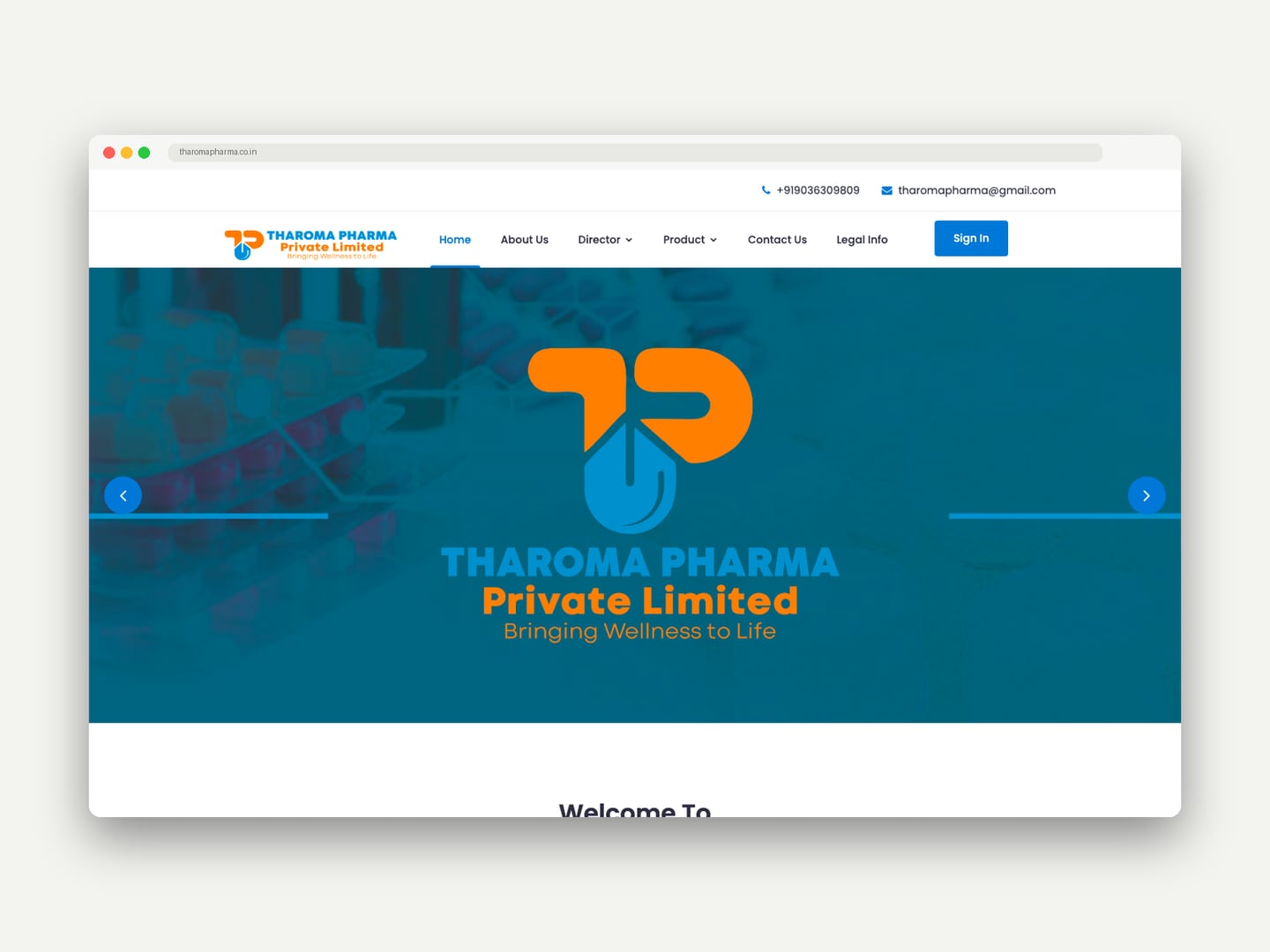 Tharoma Pharma — Website — Website designed and printed by Daffodil Design & Prints, Bengaluru