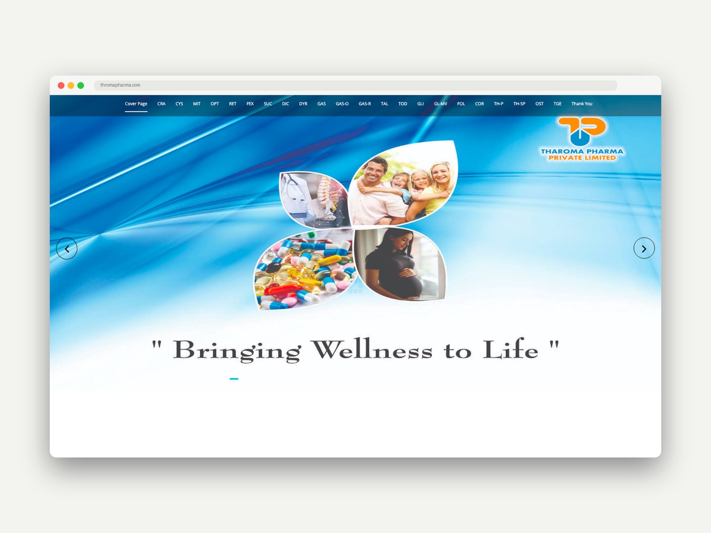 Throma Pharma — Website — Website designed and printed by Daffodil Design & Prints, Bengaluru