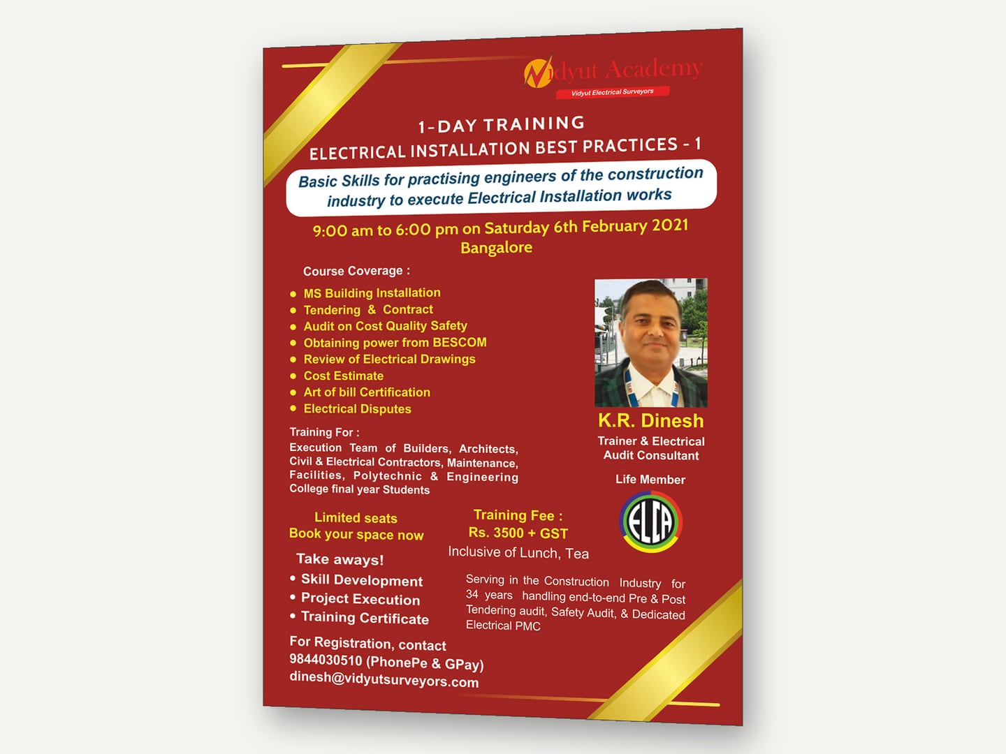 Vidyut Academy — Training programme poster — Poster designed and printed by Daffodil Design & Prints, Bengaluru