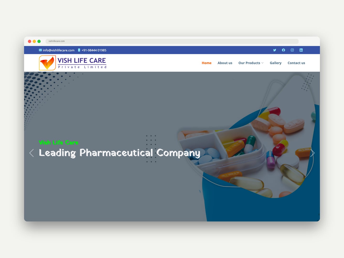 Vish Lifecare — Website — Website designed and printed by Daffodil Design & Prints, Bengaluru