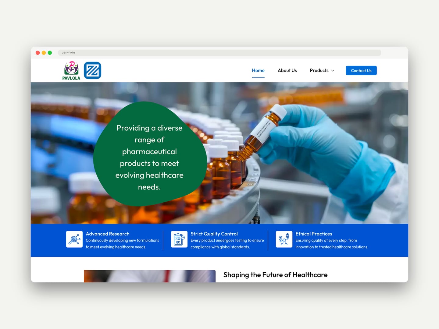 Zenvito Health Care — Website — Website designed and printed by Daffodil Design & Prints, Bengaluru