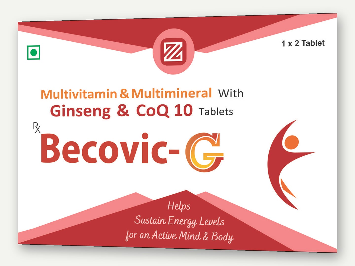Zenvito Healthcare — Becovic-G (Multivitamin & Multimineral with Ginseng & CoQ 10 Tablets) — Flat artwork