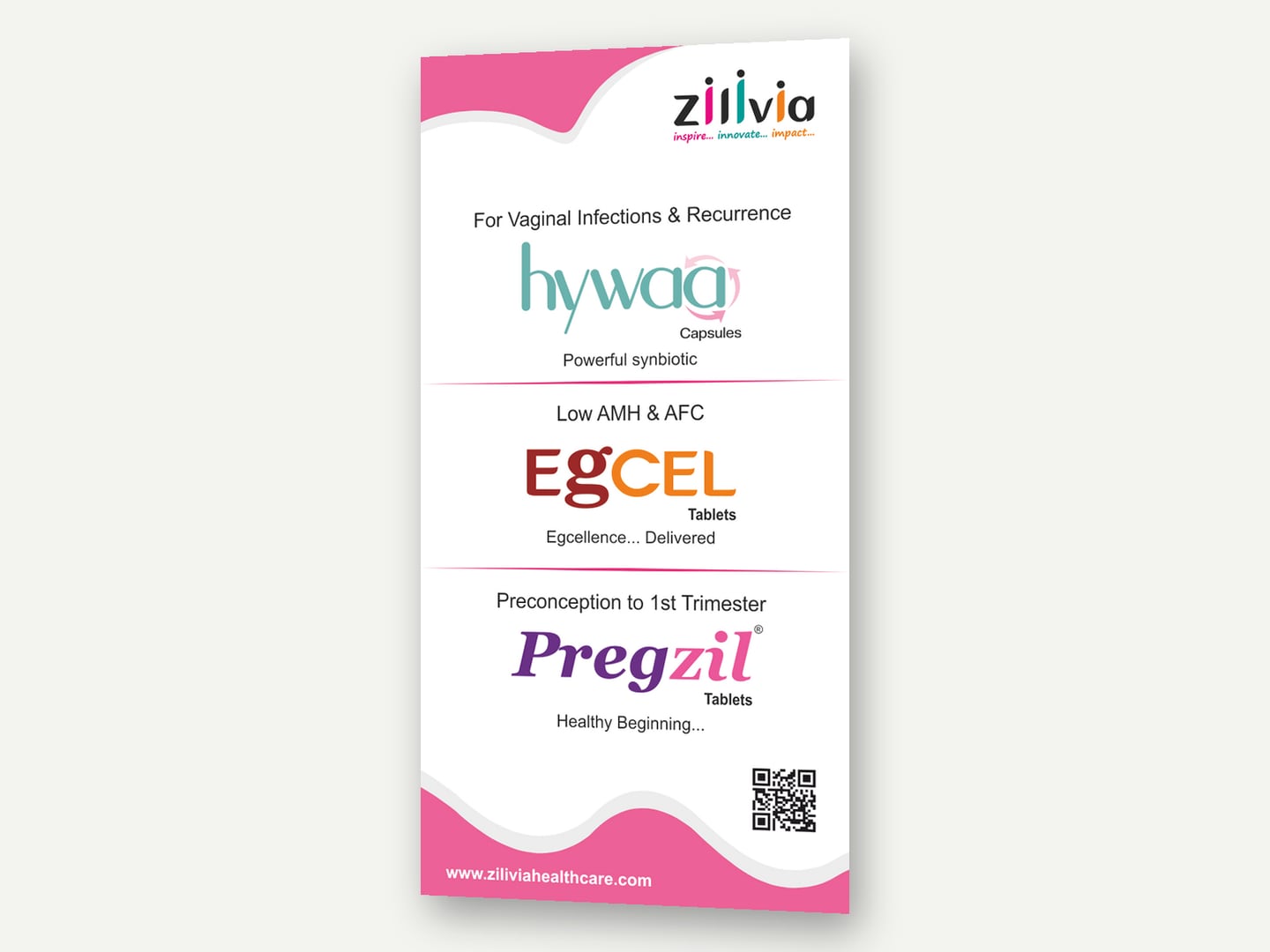 Zilivia Healthcare — Hywaa and Pregzil range standee — Banner designed and printed by Daffodil Design & Prints, Bengaluru