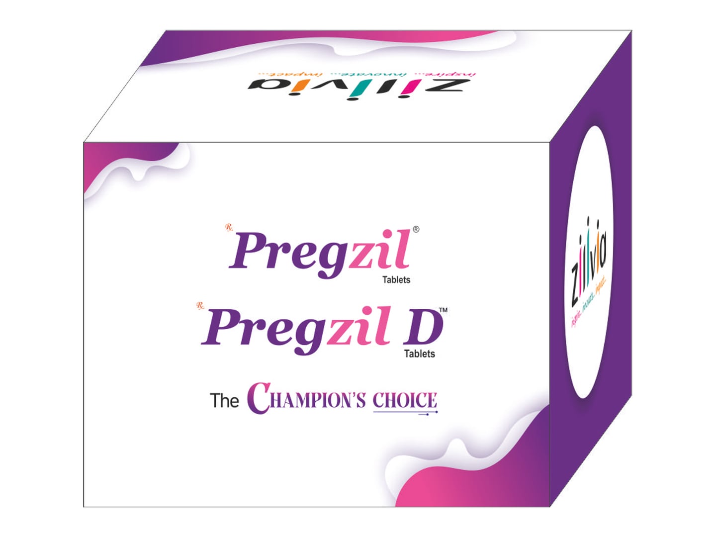 Zilivia Healthcare — Pregzil / Pregzil D tablets carton — Carton designed and printed by Daffodil Design & Prints, Bengaluru