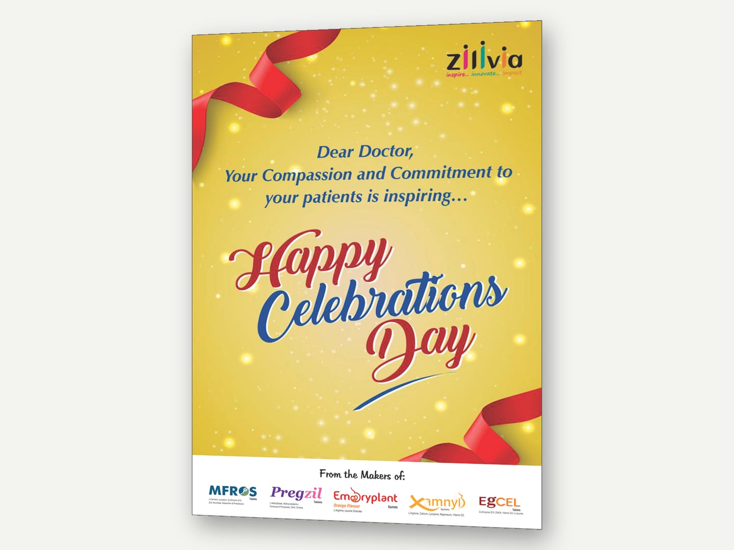 Zilivia Healthcare — Doctors Day greetings poster — Poster designed and printed by Daffodil Design & Prints, Bengaluru